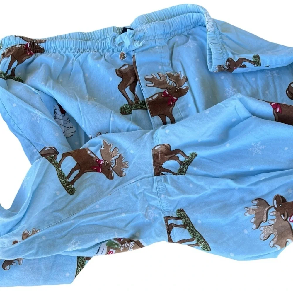 Y2K Nick & Nora Chocolate Moose Whipped Cream Cotton Pajama Set HTF Blue Tag Med